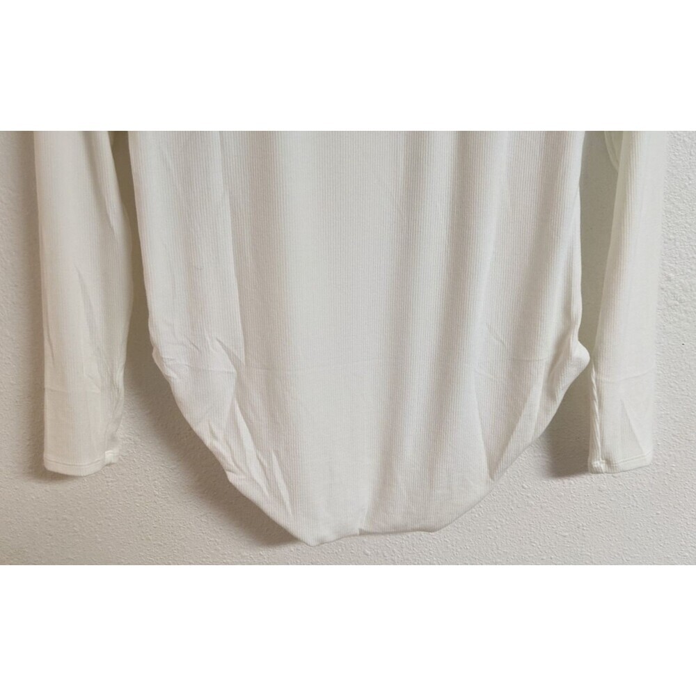 NWT~SOMA White Ribbed Mock Neck Bodysuit w/ Built-In Bra Medium  $69.95 - Picture 6 of 10